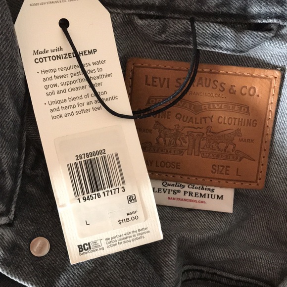 Levi’s Trucker Jean Jacket Grey Cottonized Hemp NWT - Picture 8 of 10